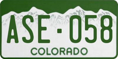 CO license plate ASE058