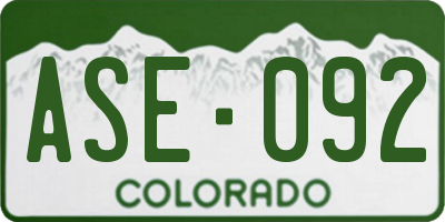 CO license plate ASE092