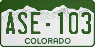 CO license plate ASE103
