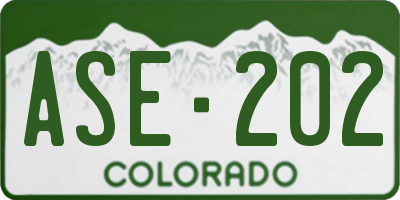 CO license plate ASE202