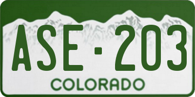 CO license plate ASE203