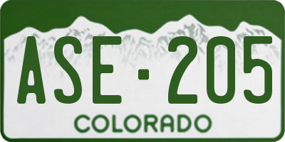 CO license plate ASE205