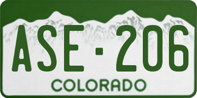 CO license plate ASE206
