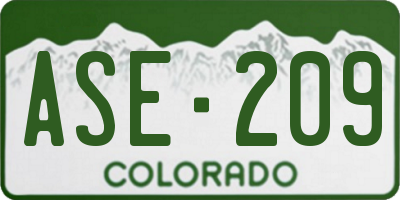 CO license plate ASE209