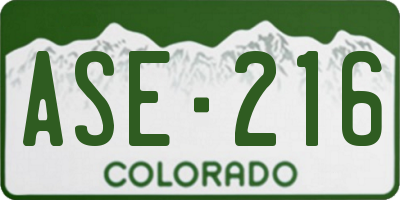 CO license plate ASE216