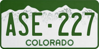 CO license plate ASE227