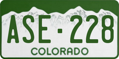 CO license plate ASE228