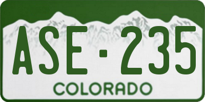 CO license plate ASE235