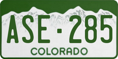 CO license plate ASE285