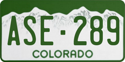 CO license plate ASE289
