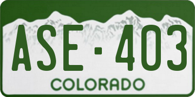 CO license plate ASE403