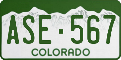 CO license plate ASE567