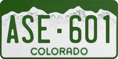 CO license plate ASE601