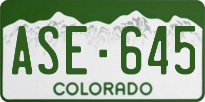 CO license plate ASE645