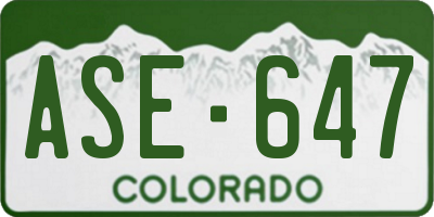 CO license plate ASE647