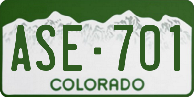 CO license plate ASE701