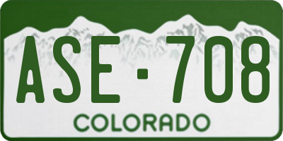 CO license plate ASE708
