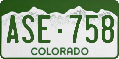 CO license plate ASE758