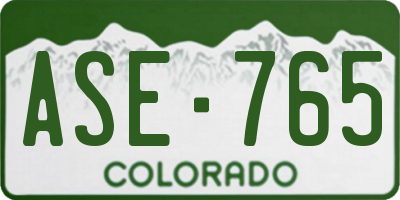 CO license plate ASE765
