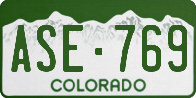 CO license plate ASE769