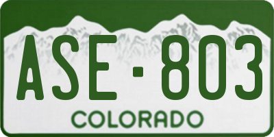 CO license plate ASE803