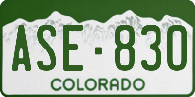 CO license plate ASE830