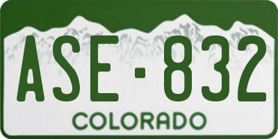 CO license plate ASE832