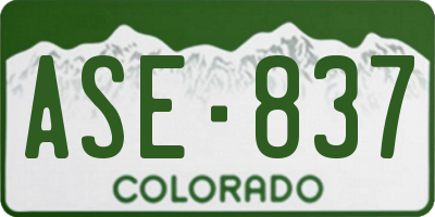 CO license plate ASE837