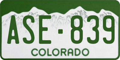 CO license plate ASE839