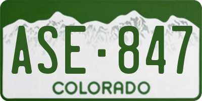 CO license plate ASE847