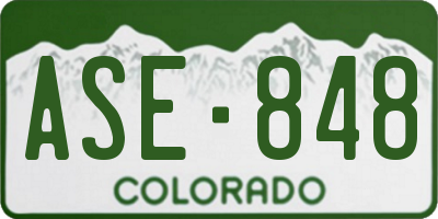 CO license plate ASE848