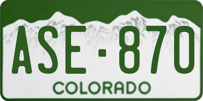 CO license plate ASE870