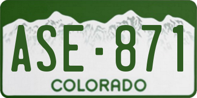 CO license plate ASE871
