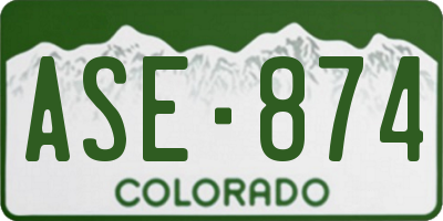 CO license plate ASE874