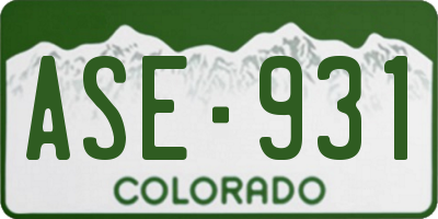 CO license plate ASE931