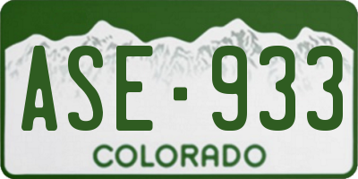 CO license plate ASE933