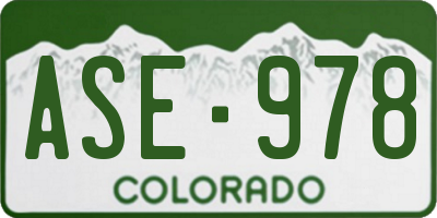 CO license plate ASE978