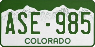 CO license plate ASE985