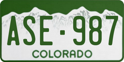 CO license plate ASE987