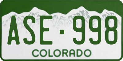 CO license plate ASE998