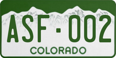 CO license plate ASF002