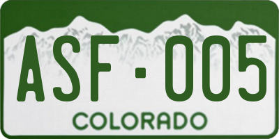 CO license plate ASF005