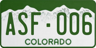 CO license plate ASF006