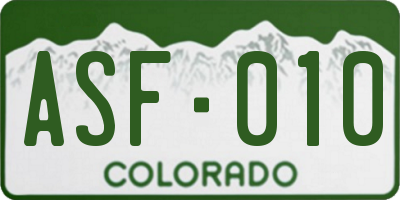 CO license plate ASF010