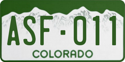 CO license plate ASF011