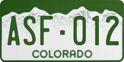 CO license plate ASF012