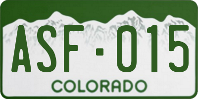 CO license plate ASF015