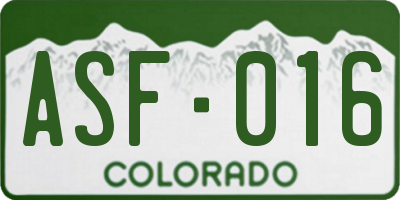 CO license plate ASF016