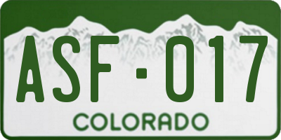 CO license plate ASF017