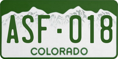 CO license plate ASF018